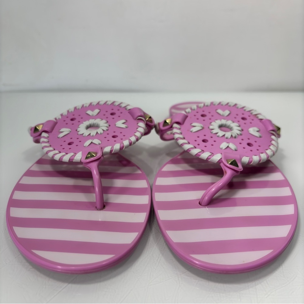 Jack Rogers Lavender Pink White Striped Georgica Jelly Sandal Size 8 - Picture 3 of 12